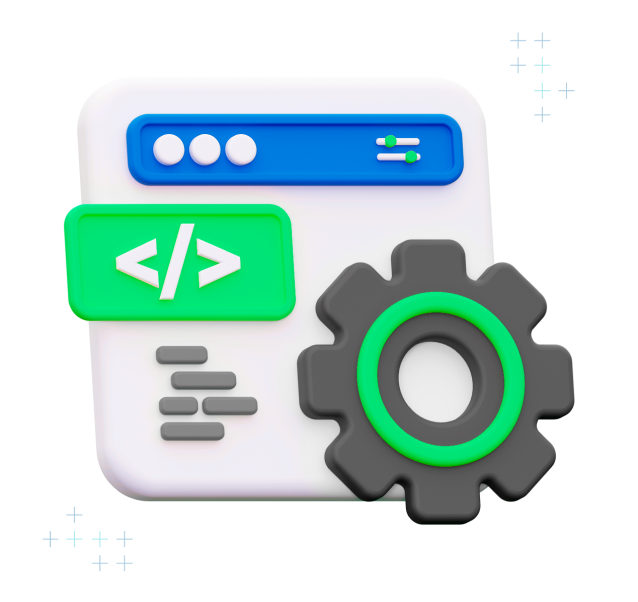 Uma página web com símbolo de dev uma engrenagem
